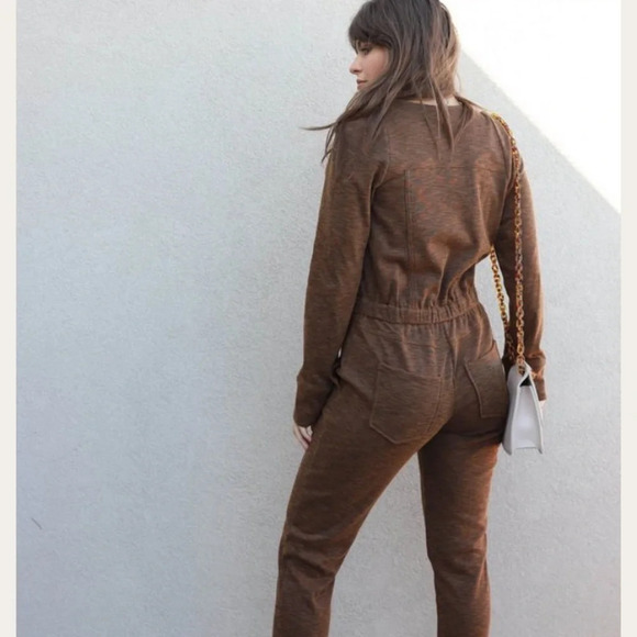 Anthropologie Current Air Heathered Orange Jumpsuit Medium - Picture 2 of 9